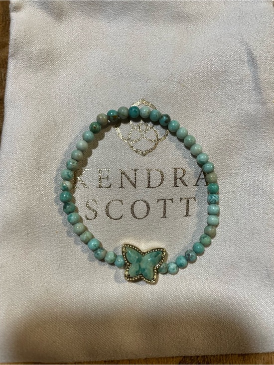 Kendra Scott Jewelry - Kendra Scott Beaded Lillia Stretch Butterfly Bracelet Gold Sea Green Mix